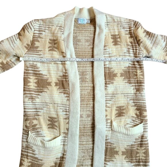 Time And Tru Women’s Cardigan 4-6 Tan Nordic Sweater Aztec Fall Oversized Long - Picture 9 of 9